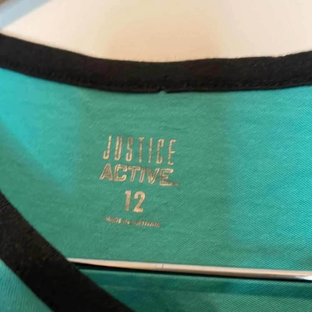 Justice Cheer shirt Size 12 Teal color