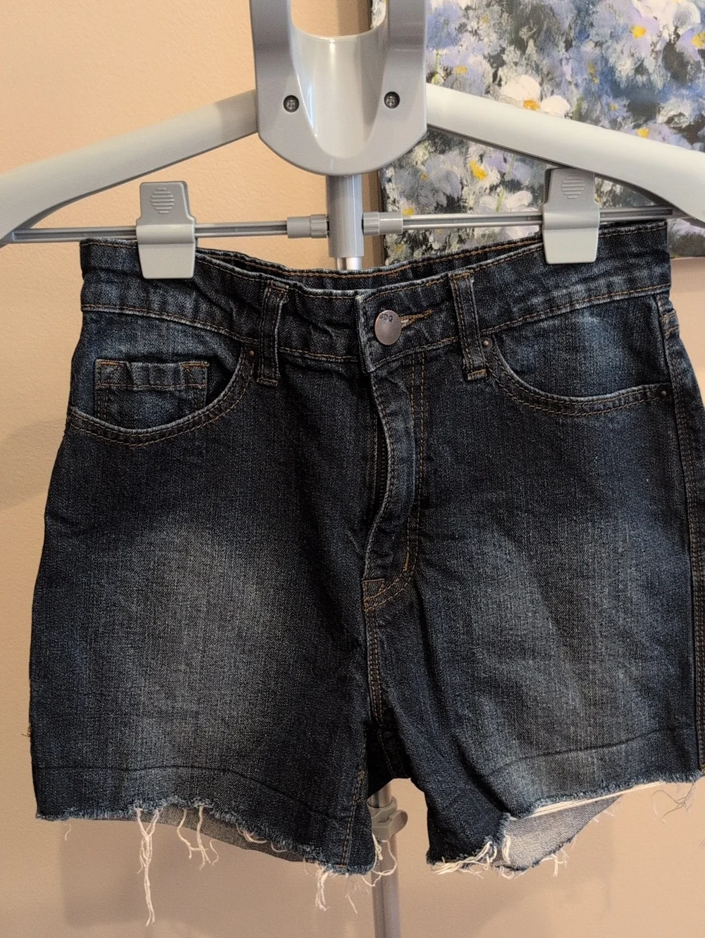 BDG Dark Blue Distressed Denim Shorts