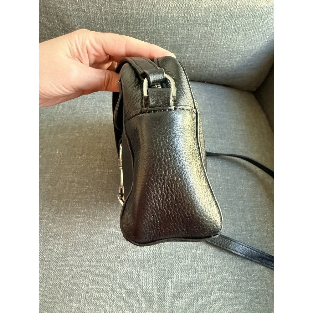 Rebecca Minkoff Black Leather Crossbody Bag Pebbled Small Tassel Zipper Closure