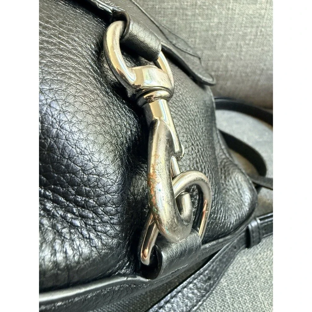 Rebecca Minkoff Black Leather Crossbody Bag Pebbled Small Tassel Zipper Closure