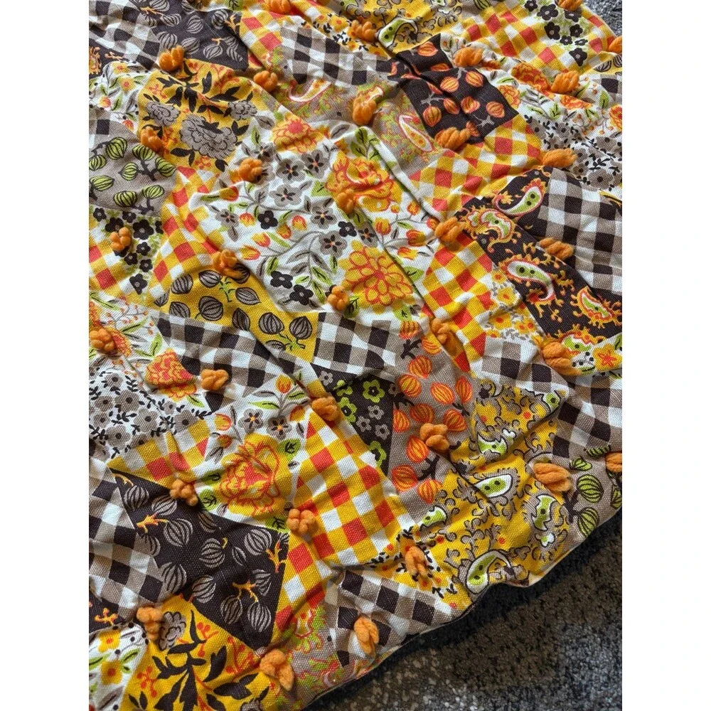 70s groovy mod retro cheater patchwork tie quilt twin floral paisley comforter