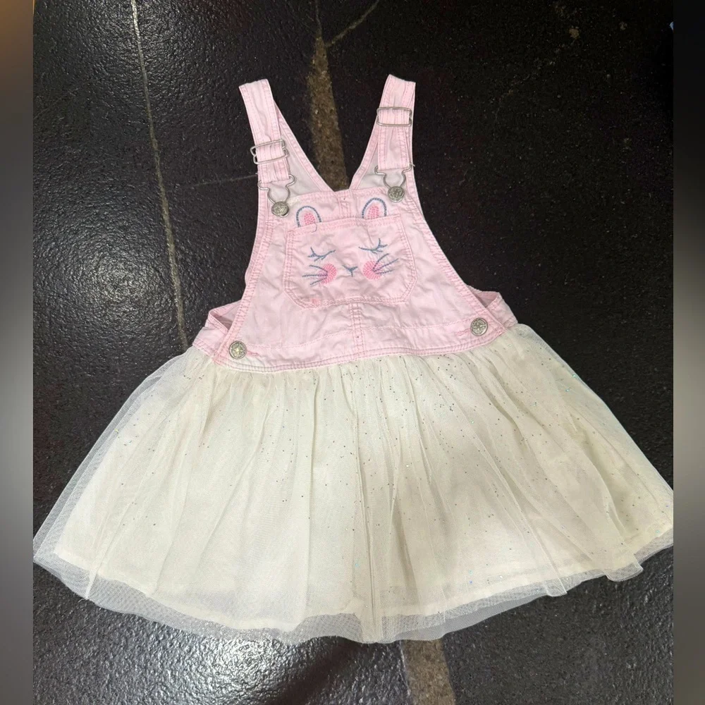 OshKosh B’gosh Baby Girls Size 4T Overall Skirt – Bunny Face/Tail Glitter Tutu