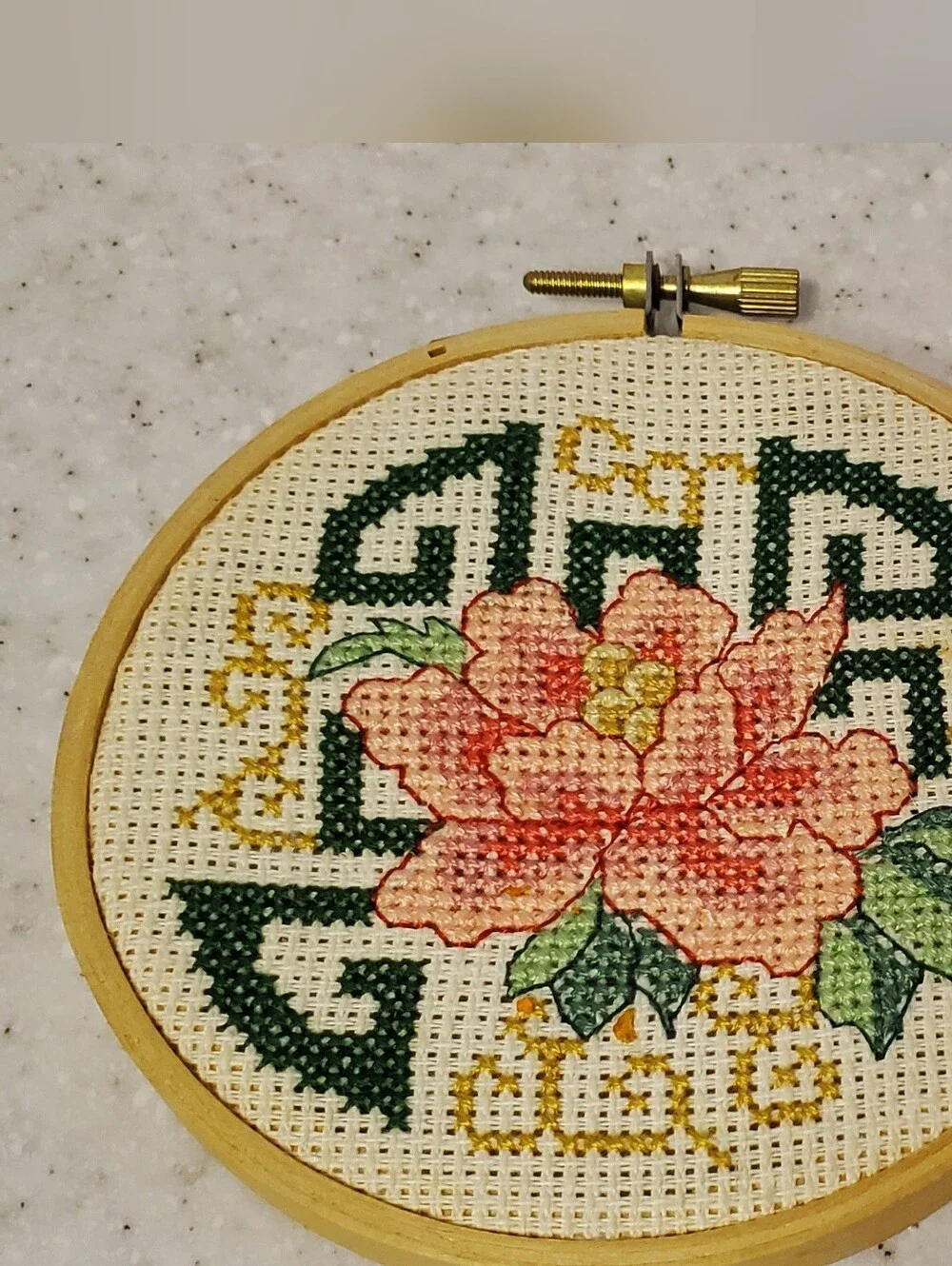 Vintage Floral Cross Stitch Embroidery Hoop Wall Art 4