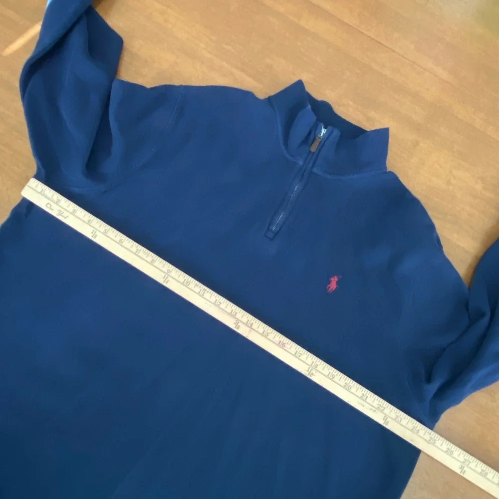 Polo Ralph Lauren Mens XL Estate Rib Quarter Zip Pullover Navy Blue 710784465009