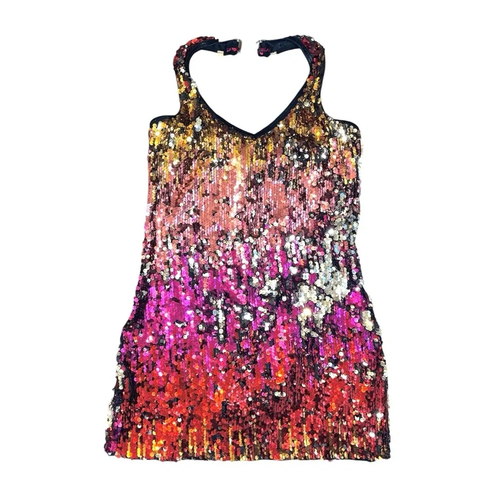 A Wish Come True | Fire & Ice Sequin Dance Costume Dress Red Pink, Size 12-14
