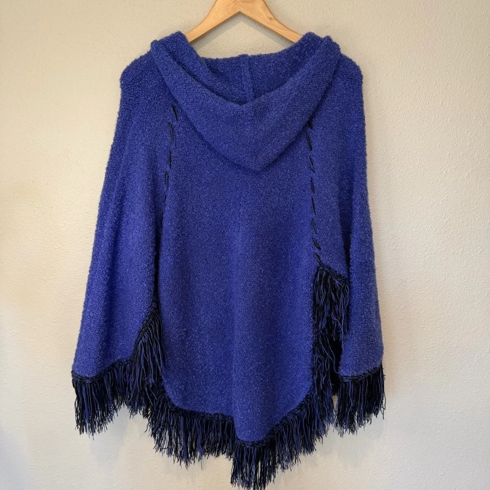 Fringe Boho/Western-Inspired Zip-Up Poncho Sweater