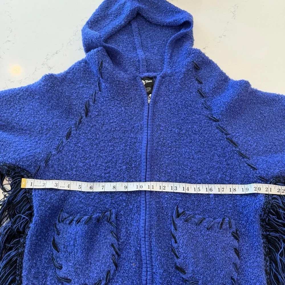 Fringe Boho/Western-Inspired Zip-Up Poncho Sweater