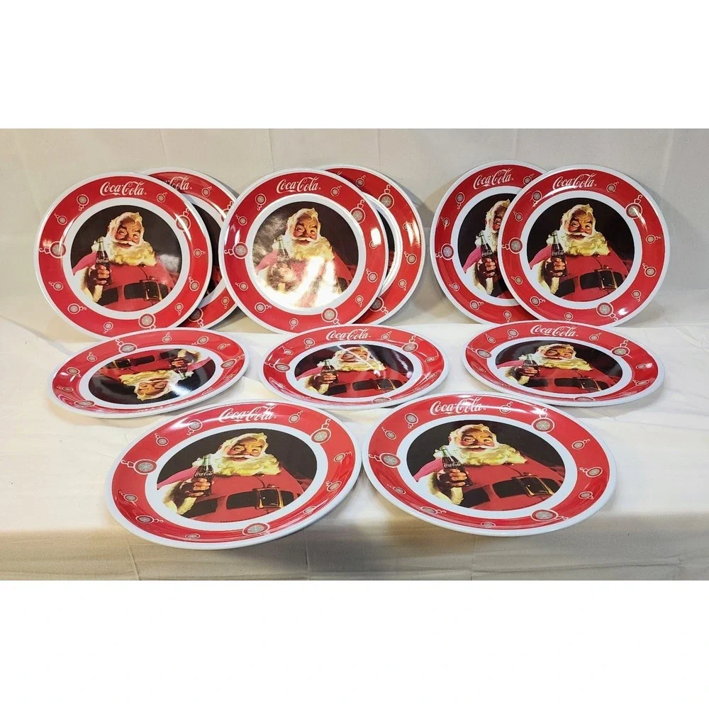 Eleven‎ (11) Coca Cola Coke Christmas Santa Claus Plastic Plate Lot Gibson