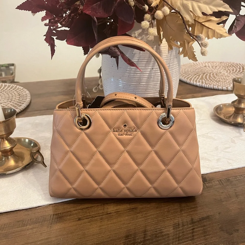 NEW Kate Spade Quilted Beige Satchel