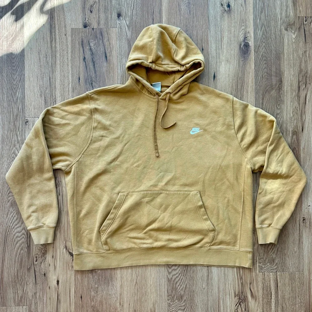 Nike Sportswear Club Fleece Hoodie Mens 3XL Mustard‎ Yellow Pullover BV2654-722