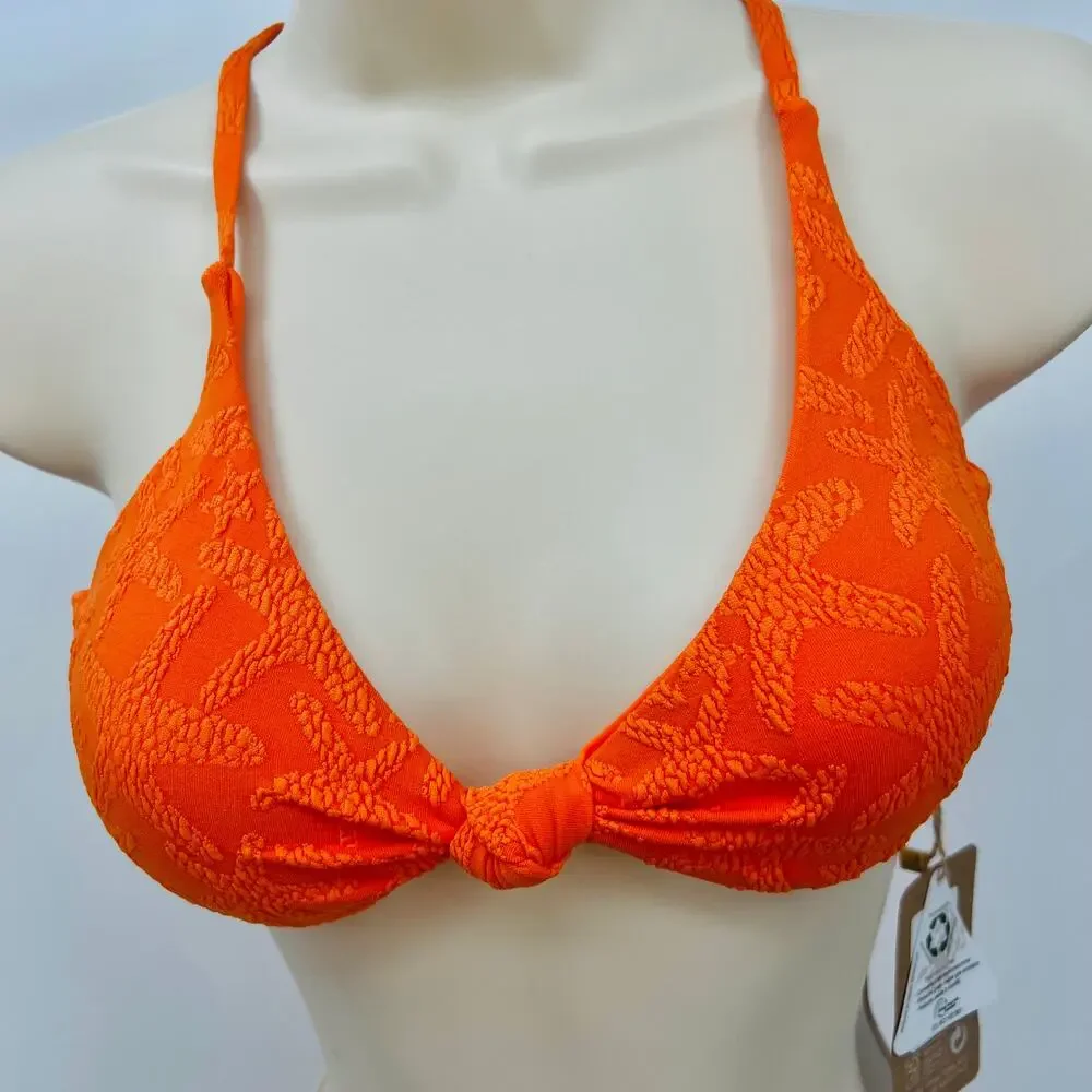 BERLOOK NWT Textured Starfish Pattern Bikini Orange S Beach Pool Vacation