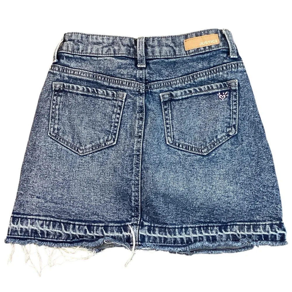 Justice Girls High Rise‎ Denim Icon Raw Hem Distressed Skort Size 12
