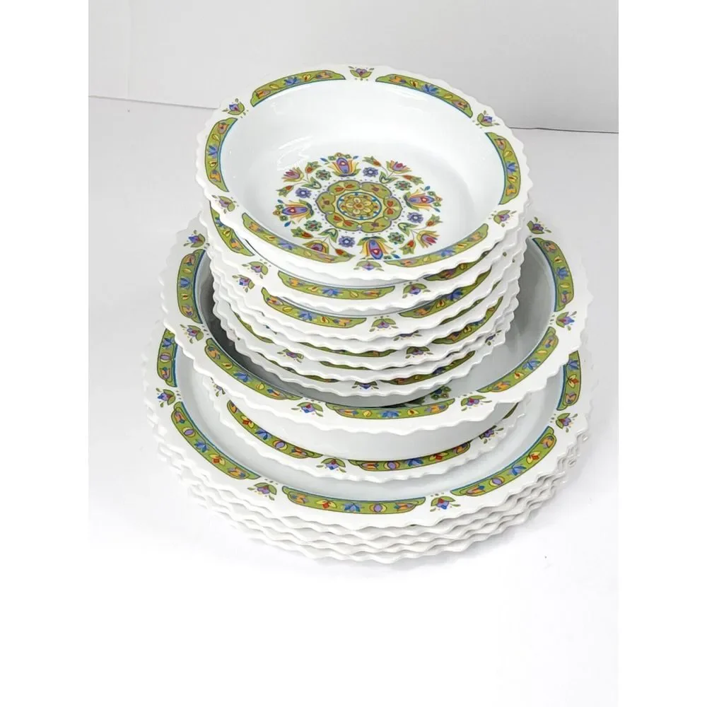 Vintage One World Sango Japan Hellespont‎ 8001 Plates Big Bowl Salad Plate Bowls