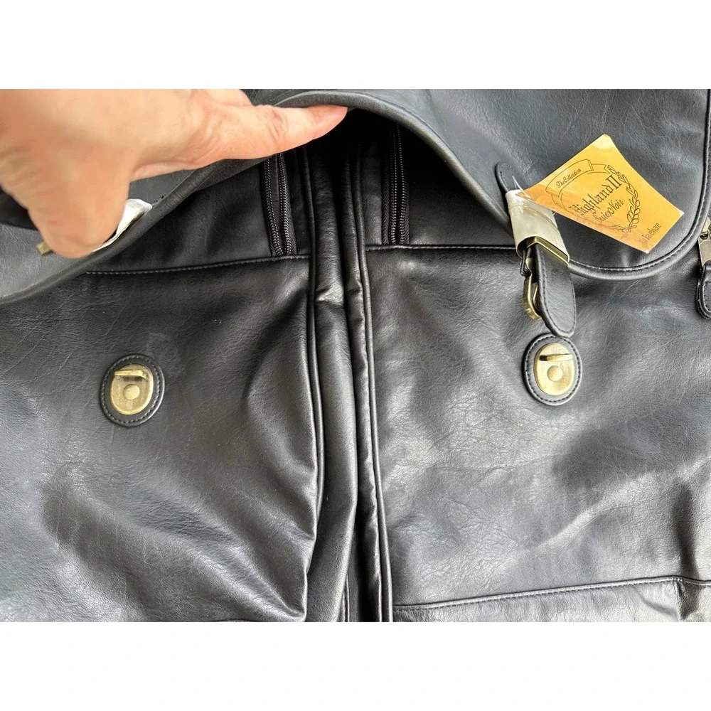 Carolina Panthers Highland Leather Travel Garment Fold-Over Suit Noir Black Bag