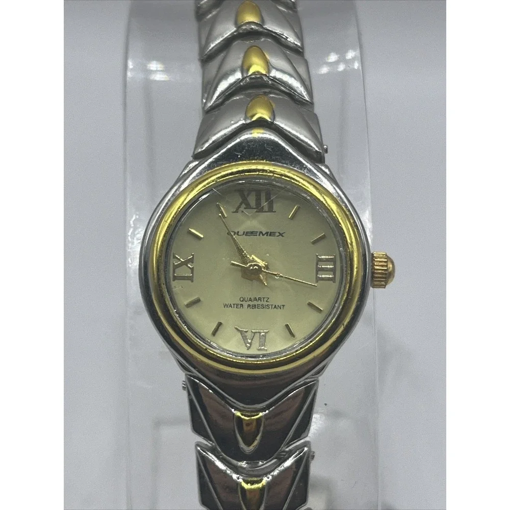 Quemax Women's Quartz Watch Two Tone‎ Band- New Battery
