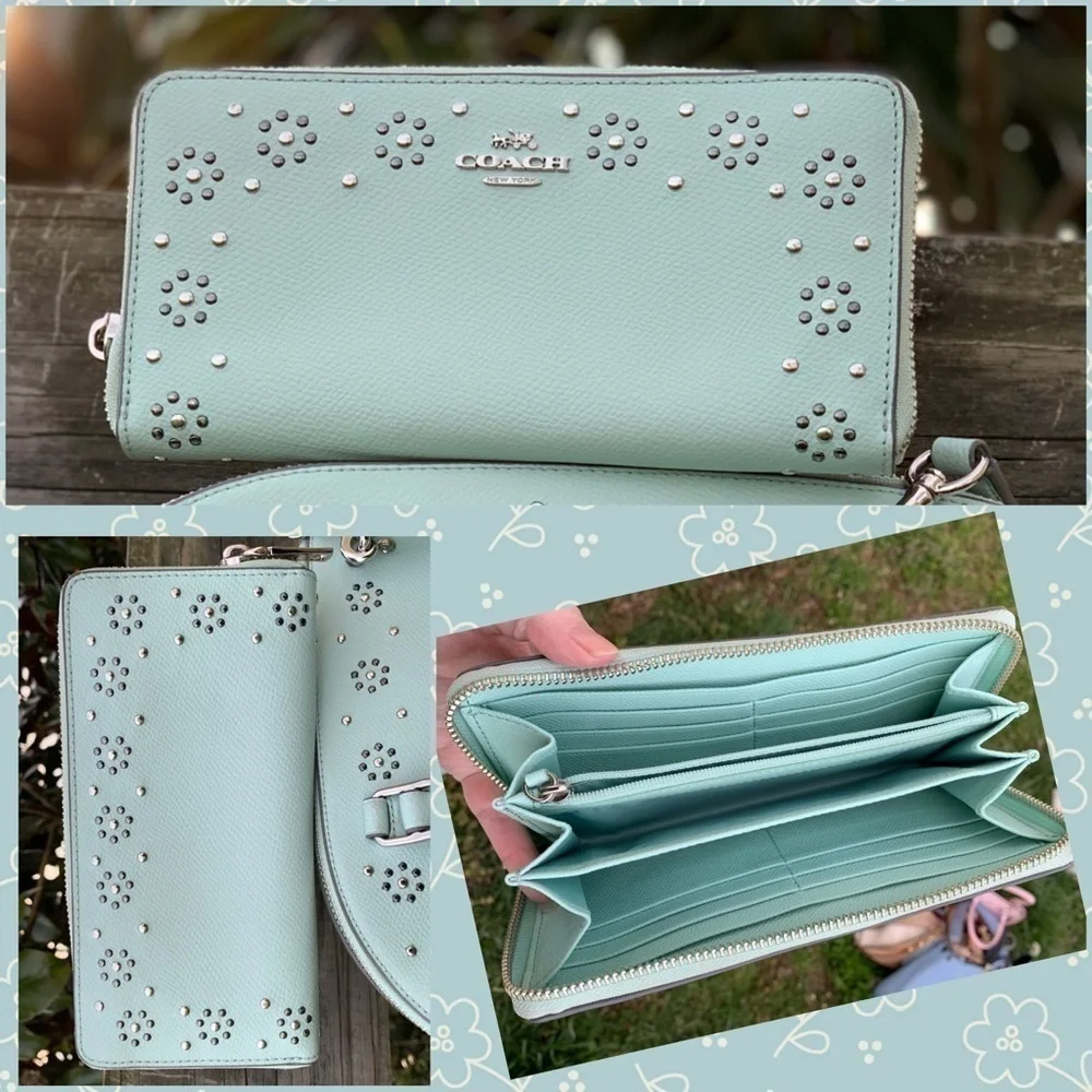 Coach Seaglass mint green Sierra Dome Bag Wallet