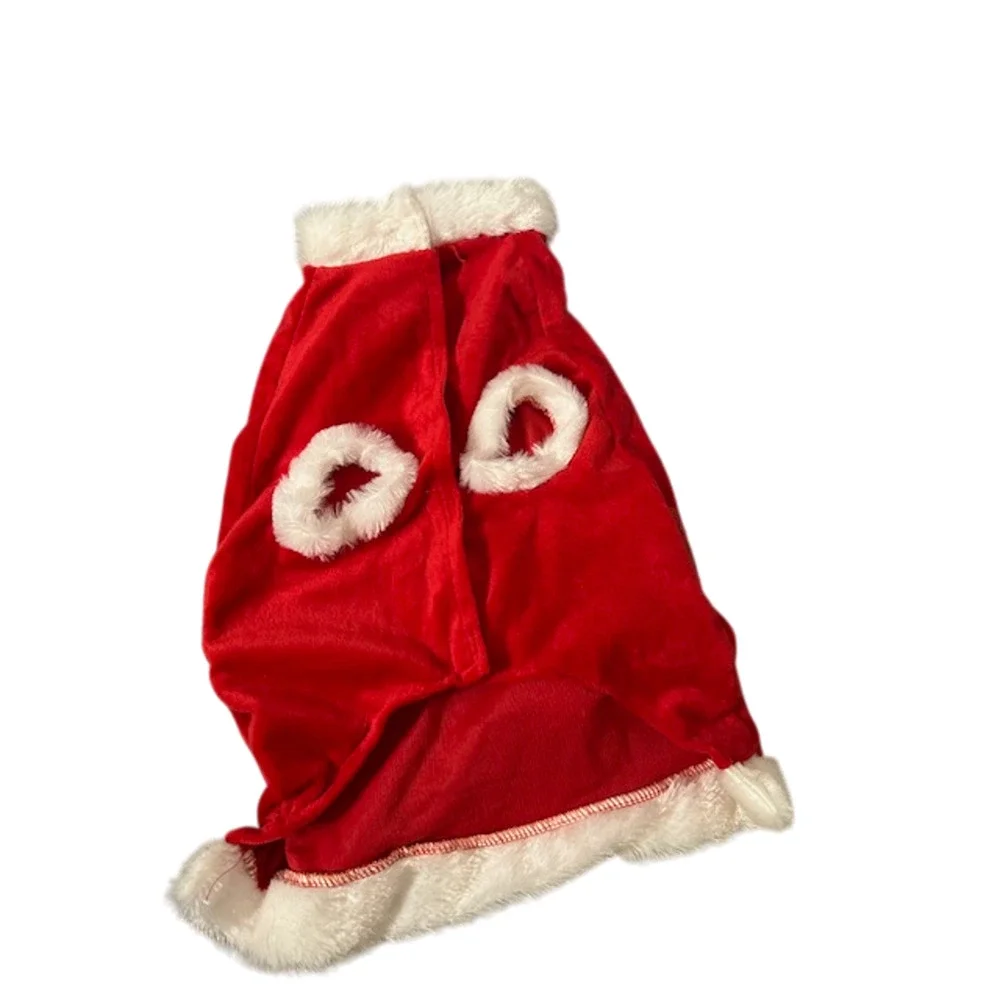 Mrs. Claus Santa Outfit Red White Fur Sequin Bow Small Dog Costume Sz L
