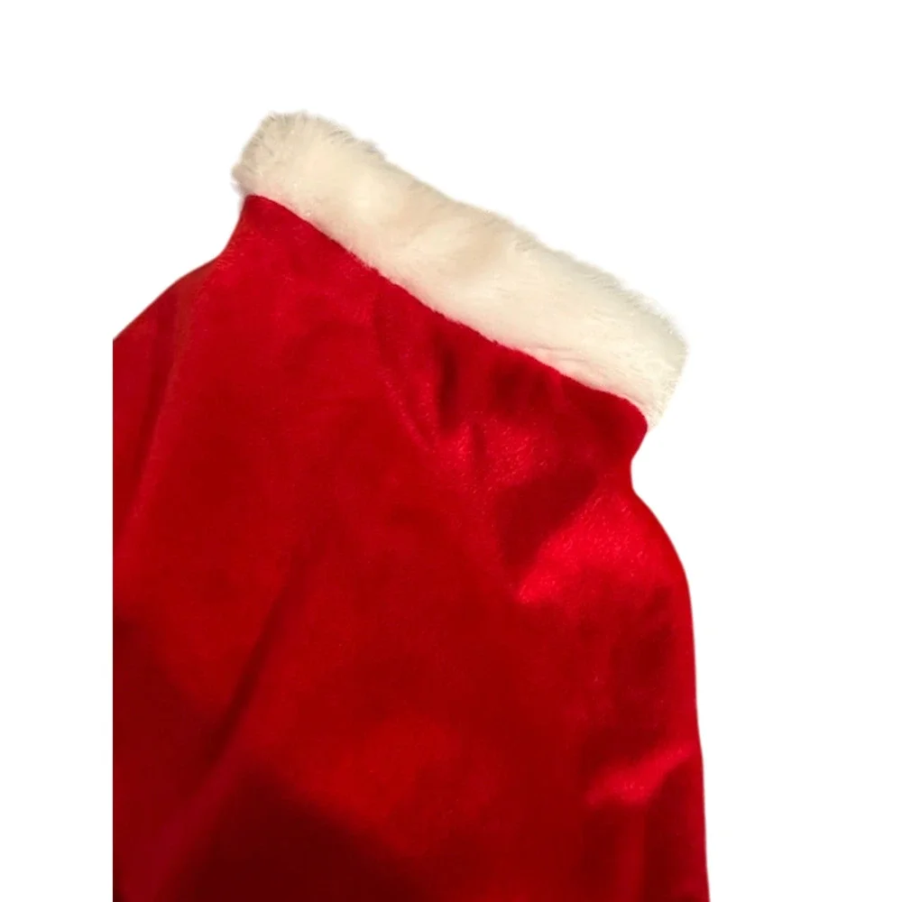 Mrs. Claus Santa Outfit Red White Fur Sequin Bow Small Dog Costume Sz L