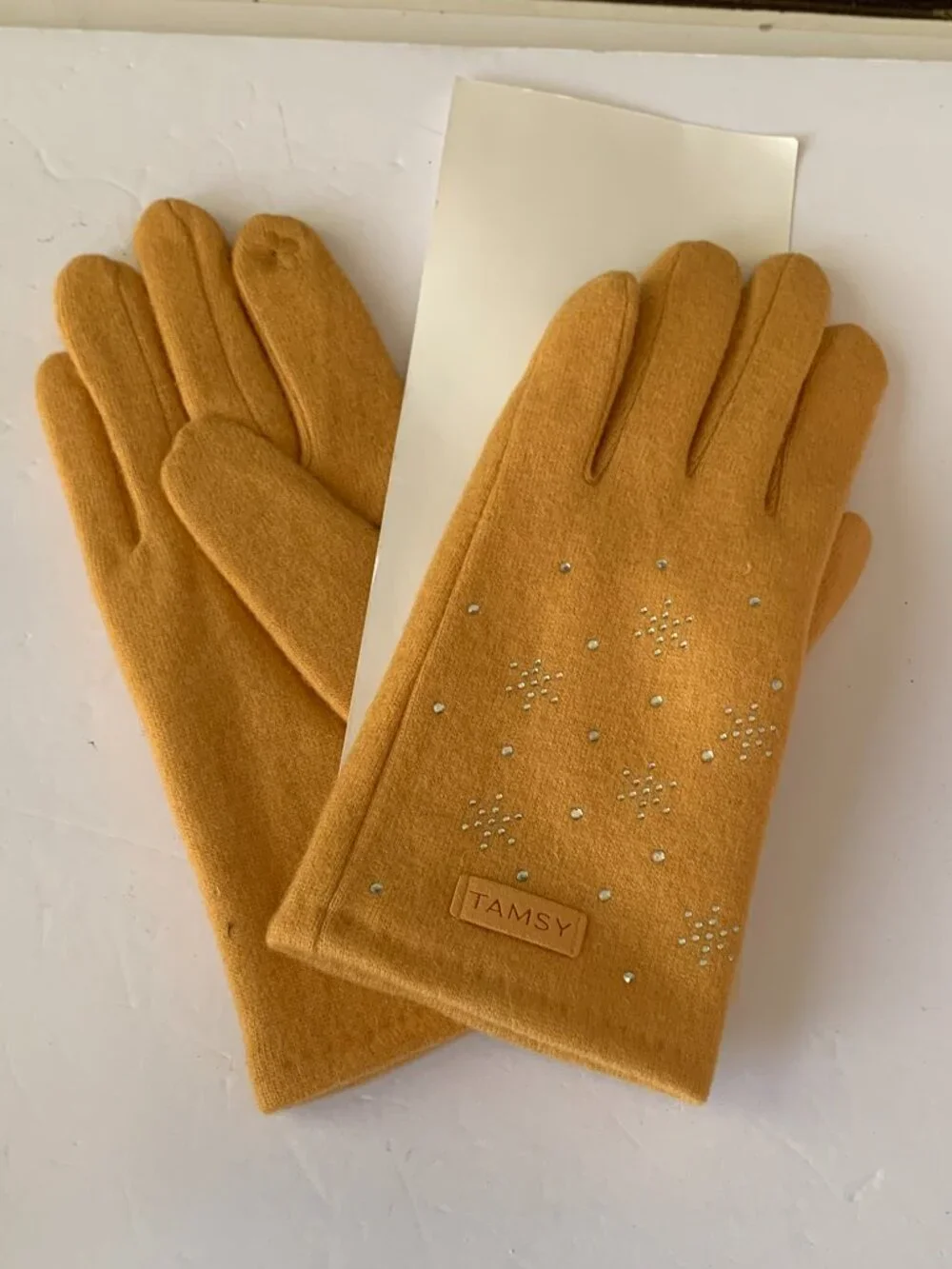 TAMSY GLOVES MUSTARD YELLOW NEW 80% CASHMERE 20