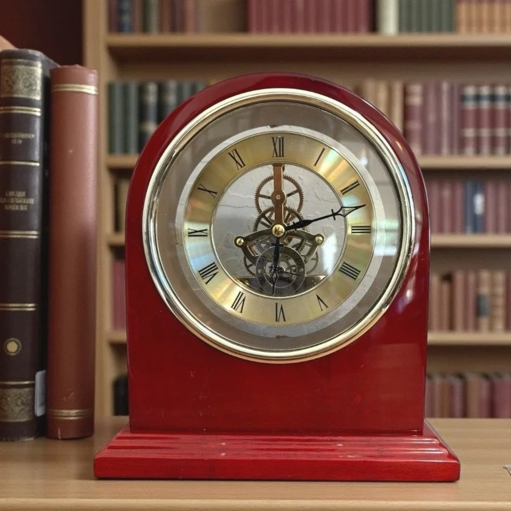Plymouth Series Rosewood Desk Clock Roman Numerals Skeleton Movement‎