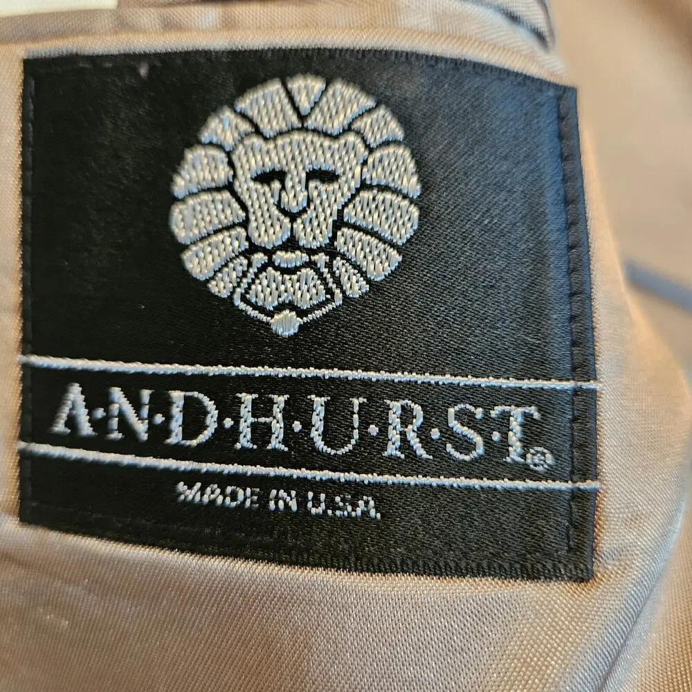 Mens Andhurst blazer jacket sports coat 44L Brown Faint Gray Pinstripes USA