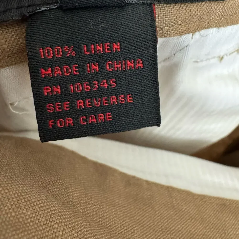 Royal Prestige Linen Pant Cargo Packet Straight Leg  Summer Vacation Sz 40