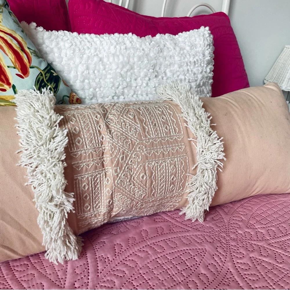 Threshold off embroidered pink