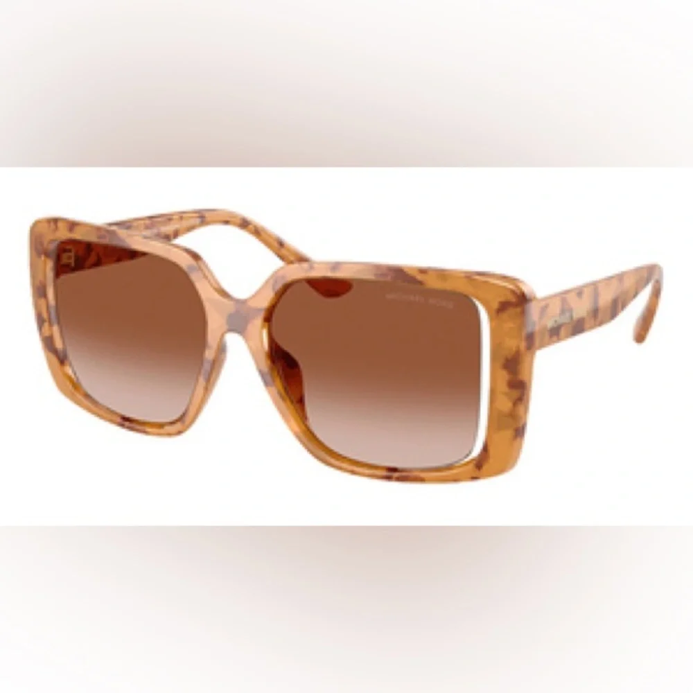 NWT Michael Kors Tan Tortoise Shell Bellamonte Oversized Square Sunglasses