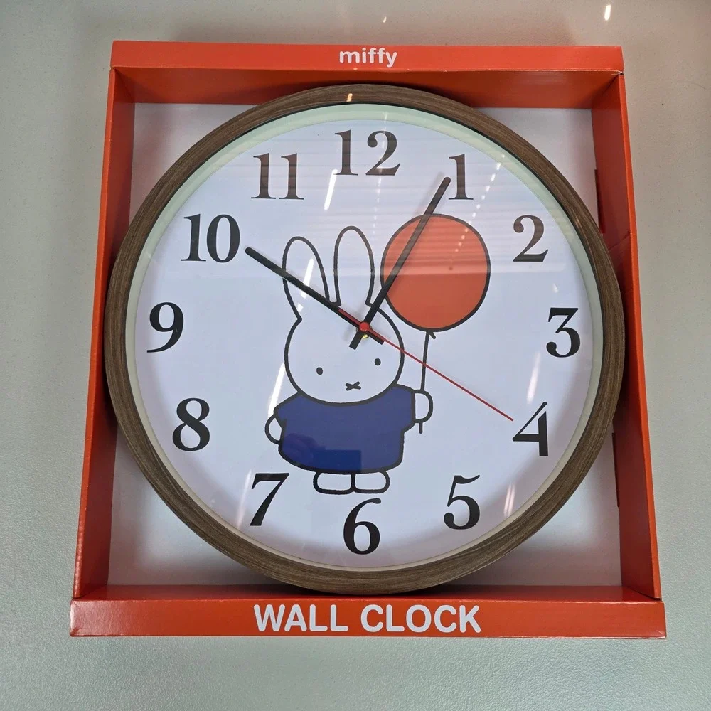 Miffy Wall Clock Brown Wood Grain Bunny Balloon Analog MIF1002BX