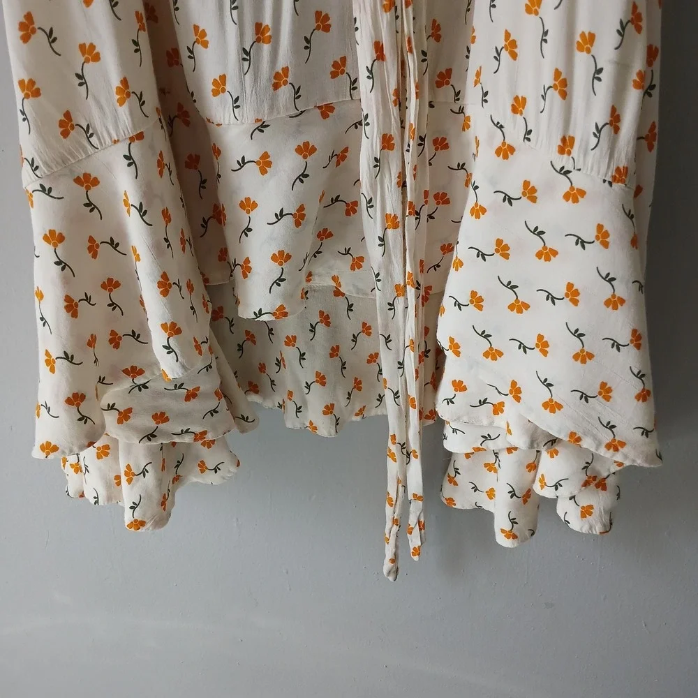 Anthropologie Faithfull The Brand Size 8 Floral Asymmetrical Floral Skirt Ruffle