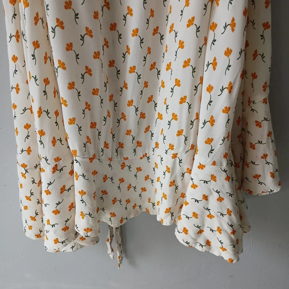 Anthropologie Faithfull The Brand Size 8 Floral Asymmetrical Floral Skirt Ruffle