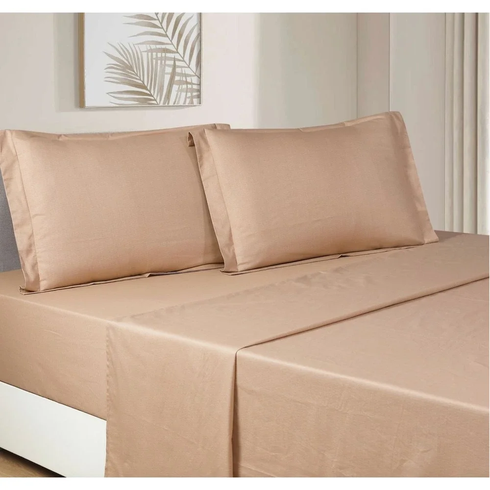 Demi-Dusk‎ Brown 100% Cotton Sheet Set with Pillowcase King Minimalist Luxury