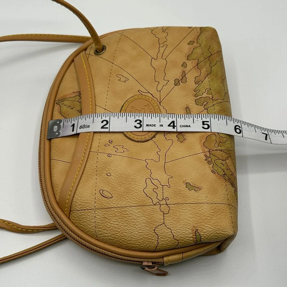 Allan Edward Vintage World Map Crossbody Bag Wristlet Set Tan Travel Neutral