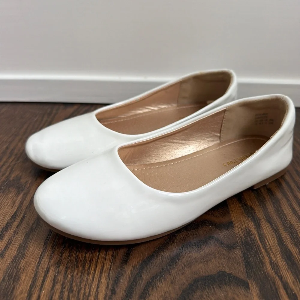 Dream Pairs White Patent Kids Ballet Flats