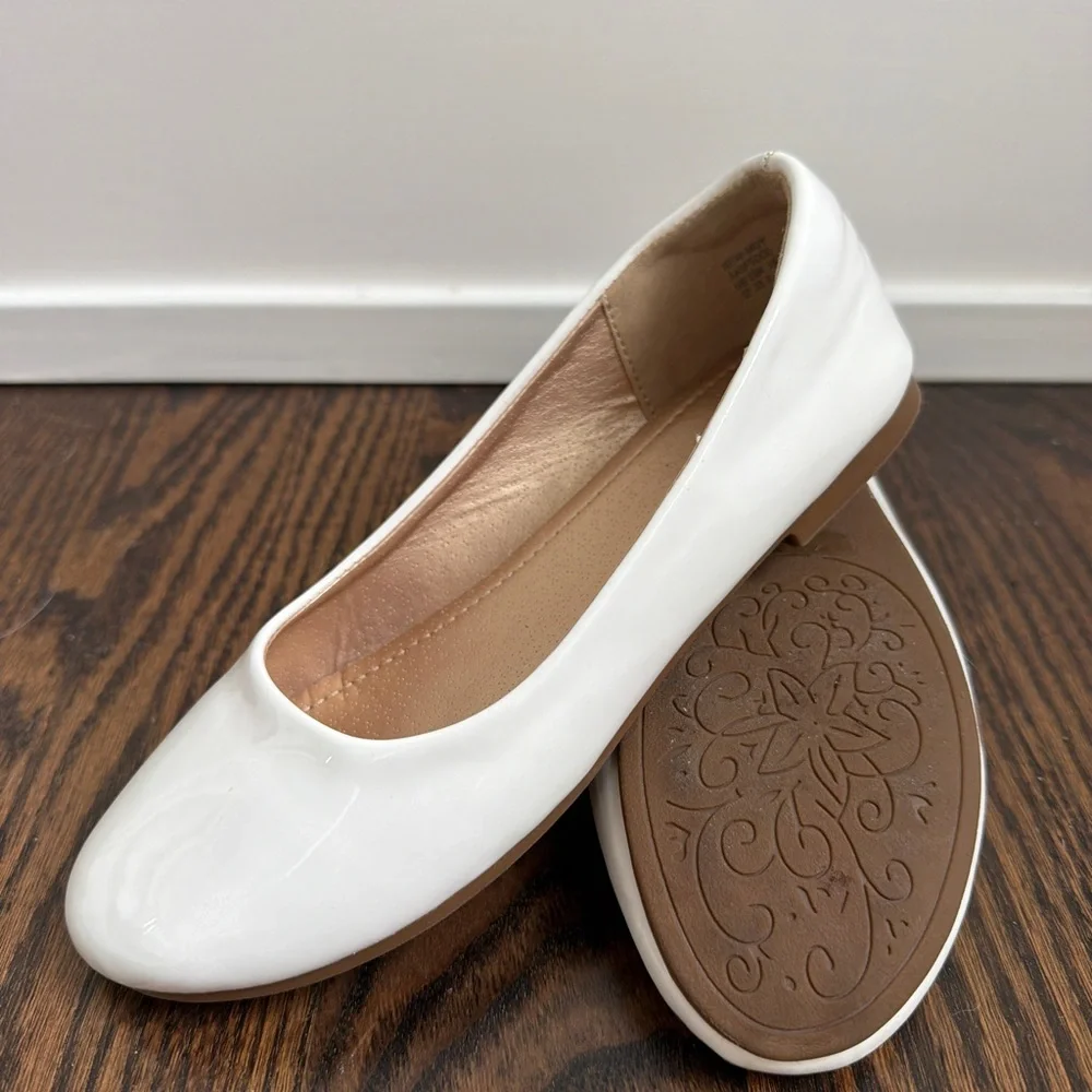 Dream Pairs White Patent Kids Ballet Flats