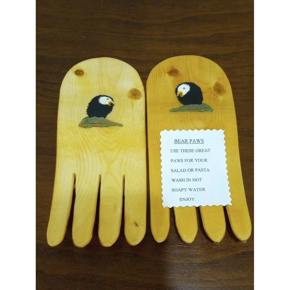 Bear Paws Salad/Pasta Forks, Spruce Wood - New!