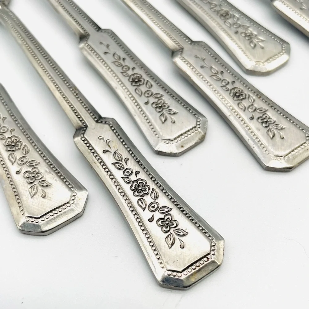 Rogers‎ Stainless Korea Floral Cocktail Seafood Forks set of 7 Landscape