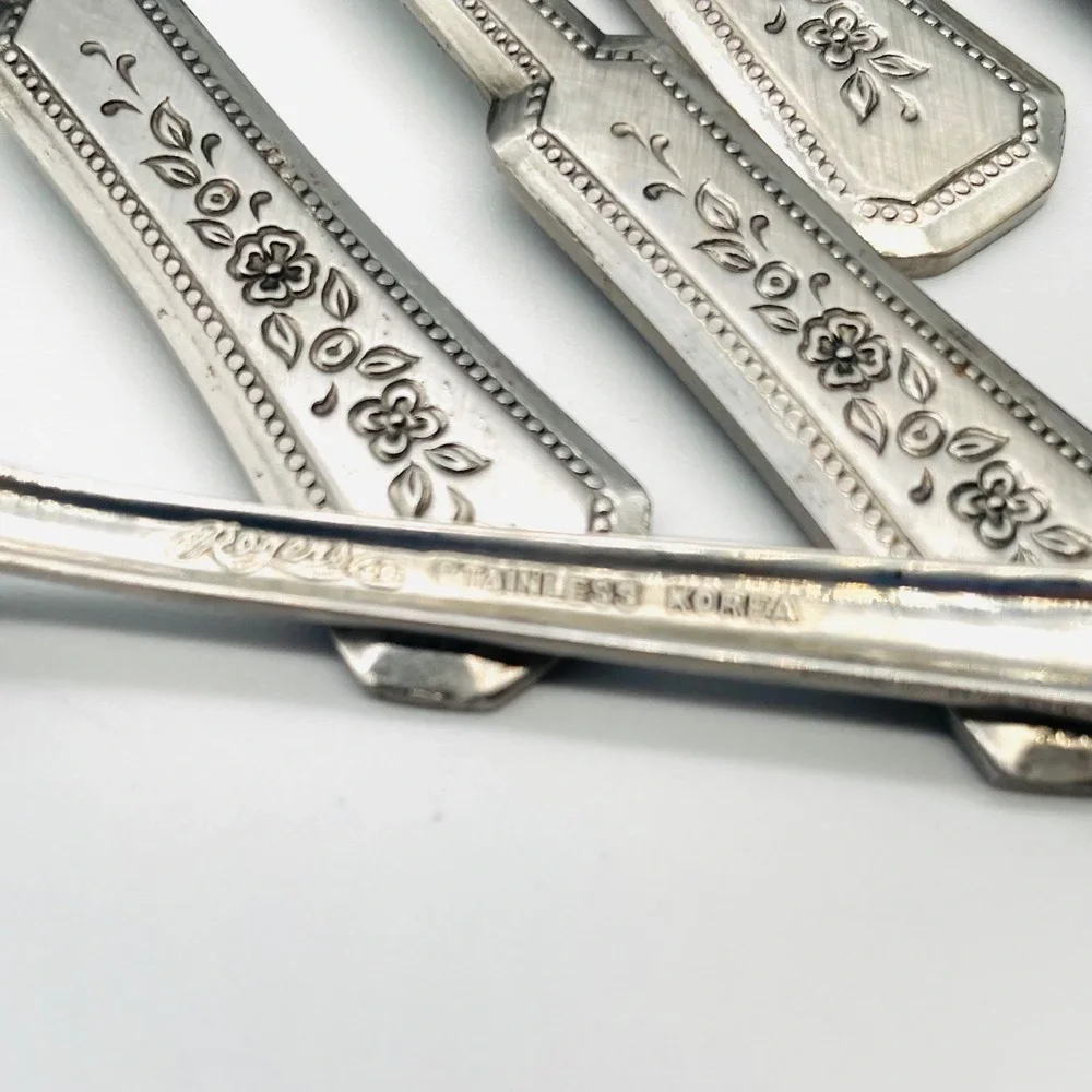 Rogers‎ Stainless Korea Floral Cocktail Seafood Forks set of 7 Landscape