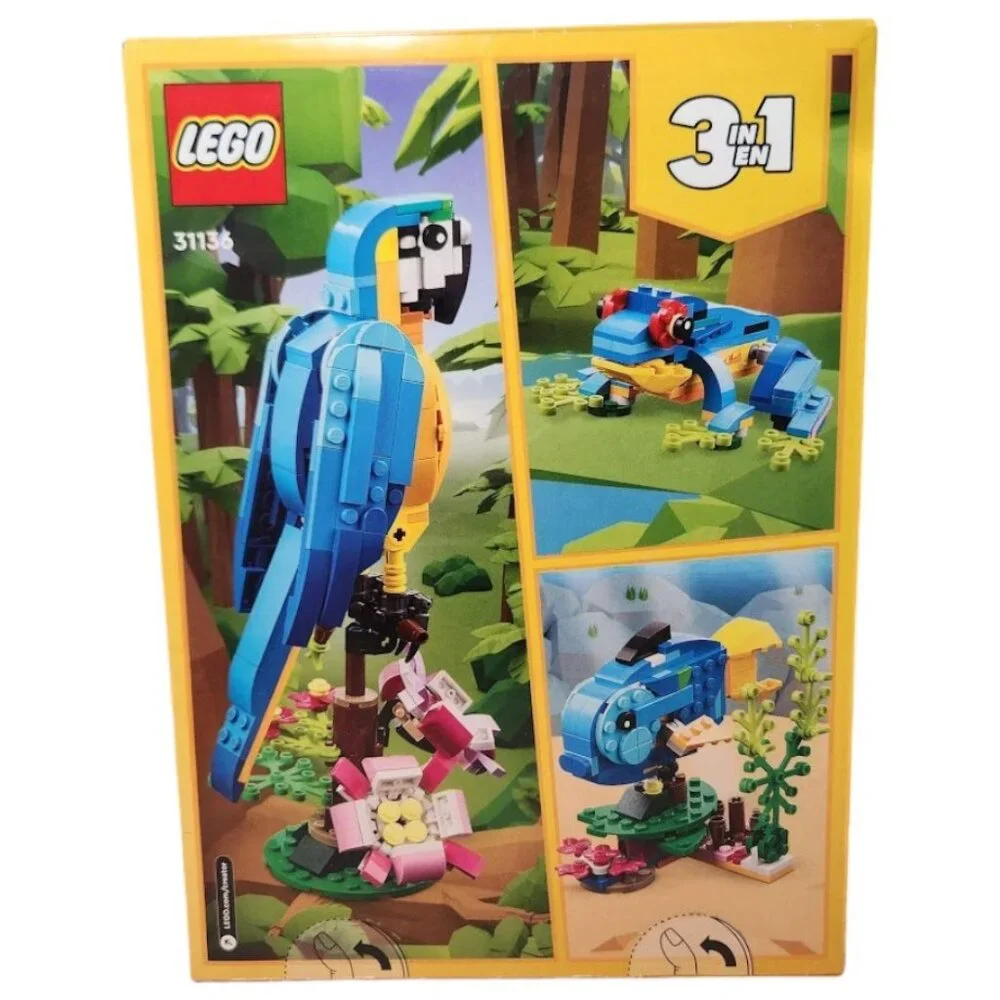 Lego stocking comes parrot