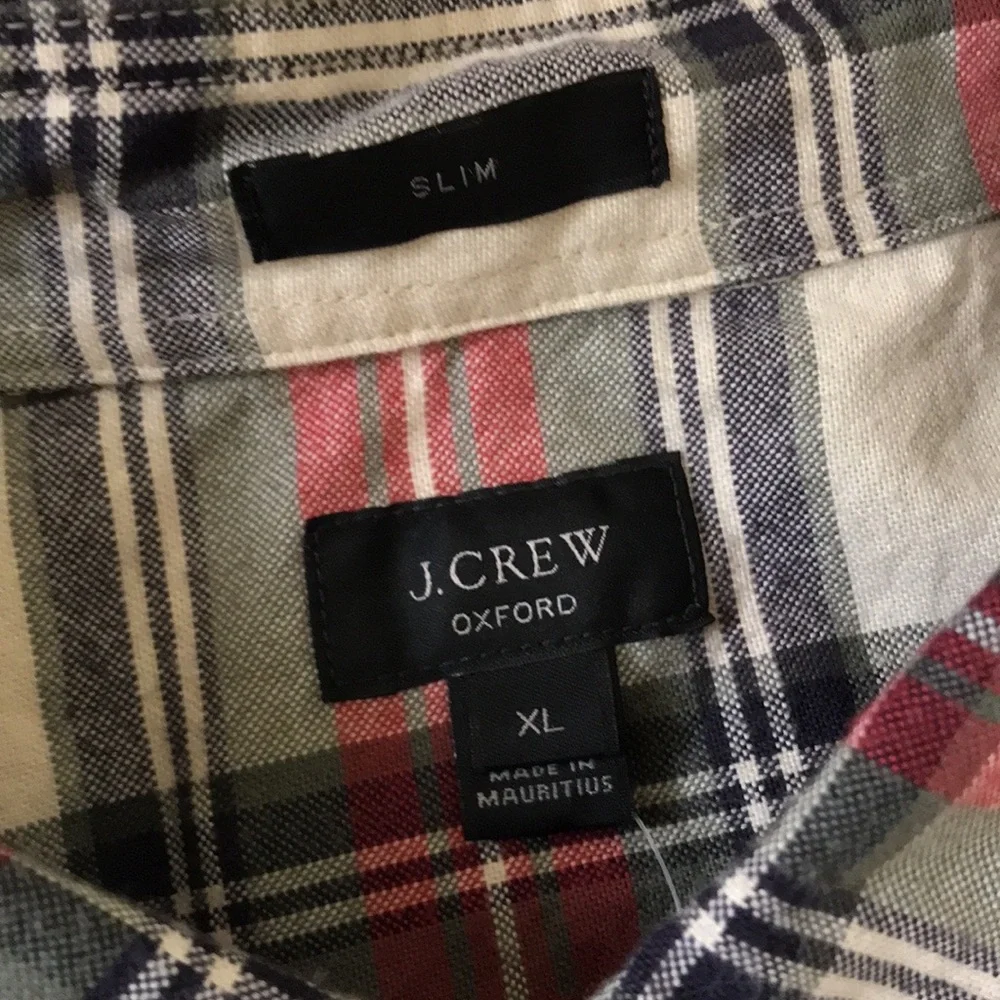 NWT J. Crew Men’s Plaid Slim Fit Oxford