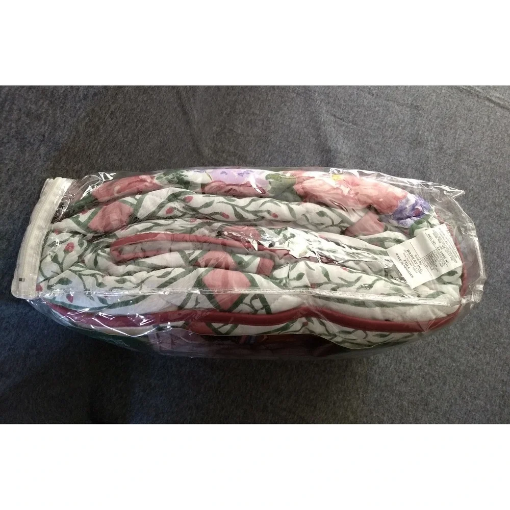 All Seasons Full Size Reversible Quilt Cotton Blend Floral‎ Bedspread Vtg NOS