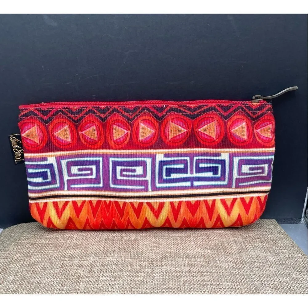 Laurel Burch Cosmetic Bag Colorful Aztec Southwestern Print NWOT