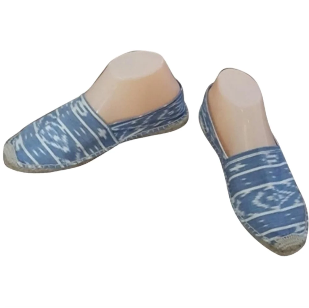 Soludos Blue & White Derby Slip‎ Ons