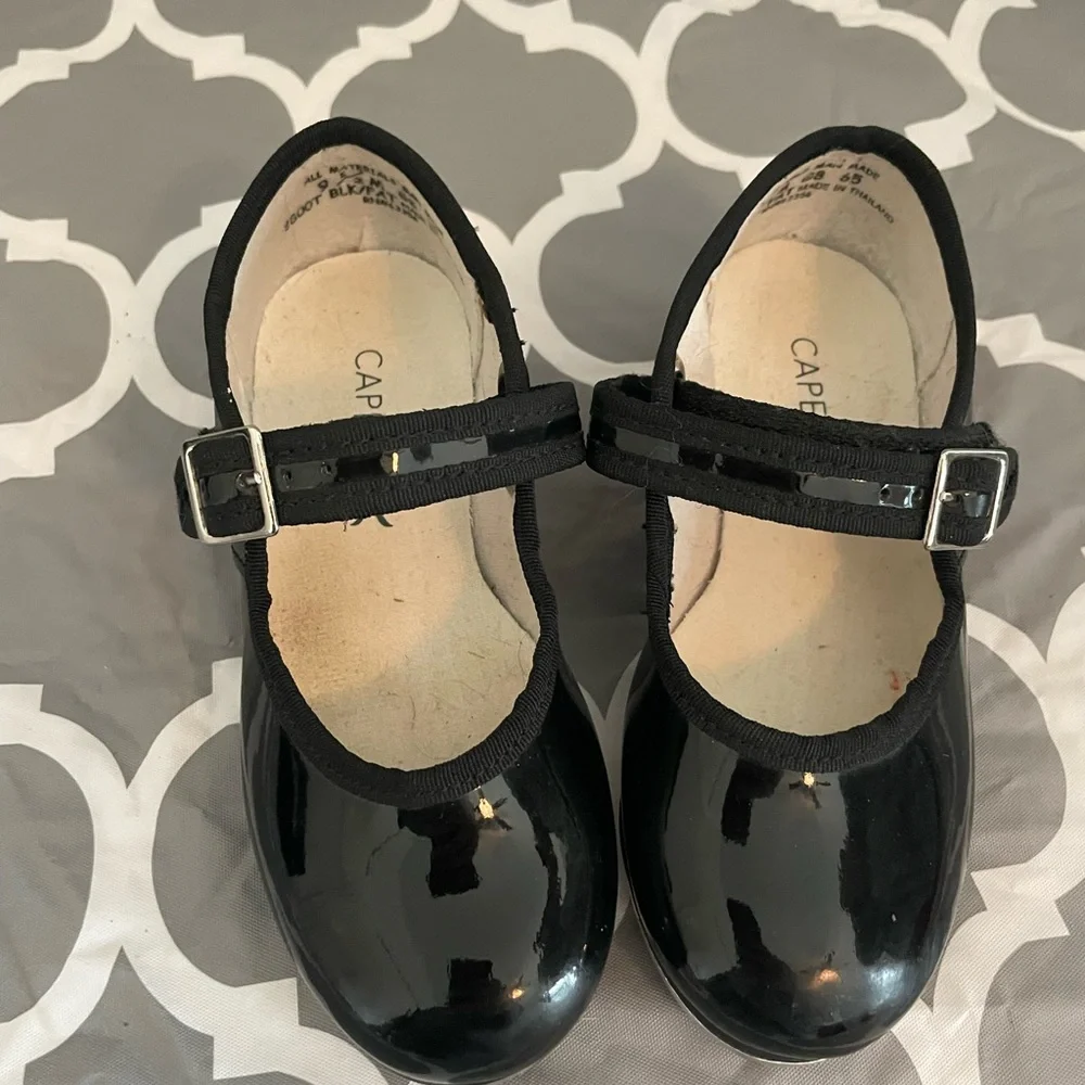 Little Girls Capezio Teletone Tap Mary Jane Pattent Leather Tap Shoe Size 9.5 m