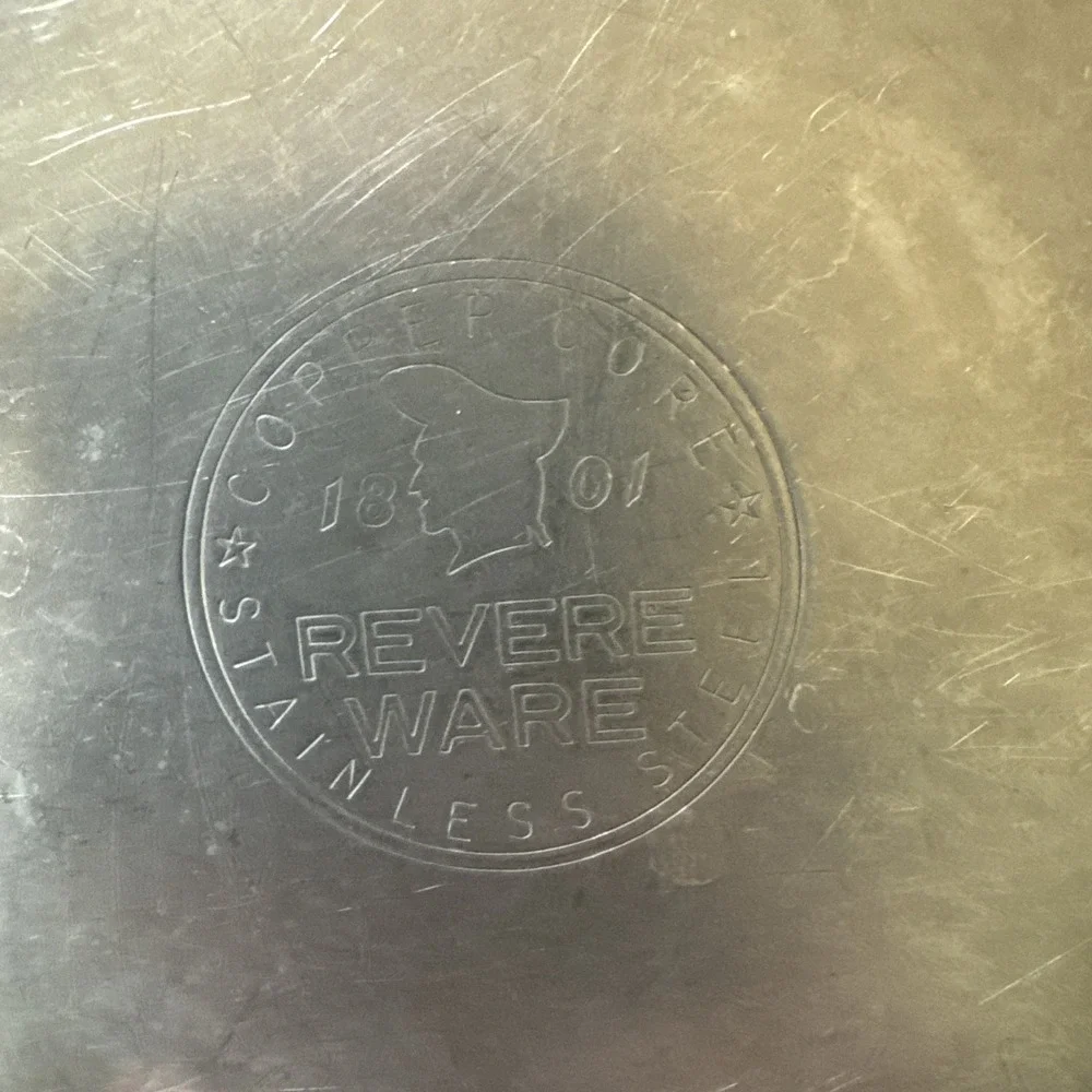 Vtg Revere Ware Sauce Pan & Double Boiler Stainless Steel Copper Core Chef Cook