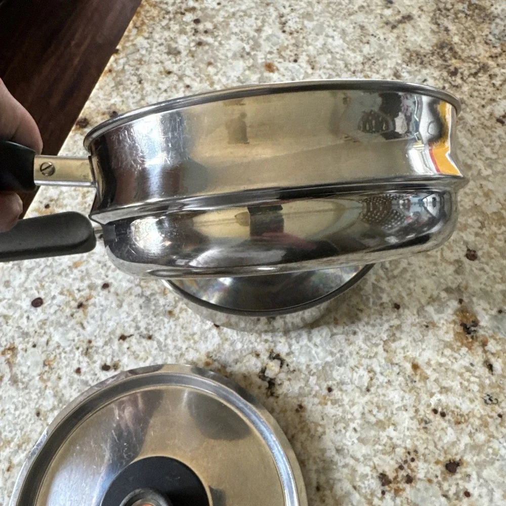 Vtg Revere Ware Sauce Pan & Double Boiler Stainless Steel Copper Core Chef Cook