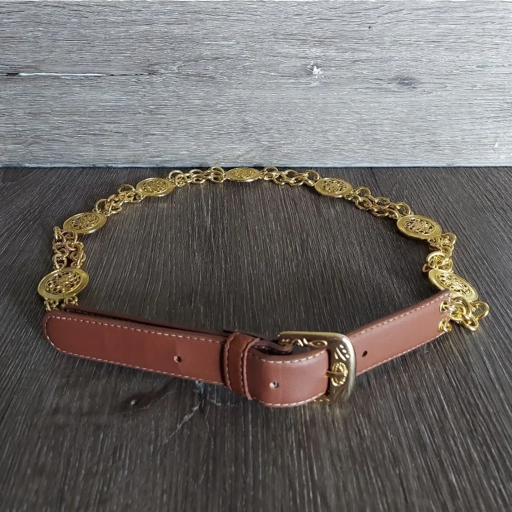 Vintage Brown Gold Tone Chain Belt 39.5