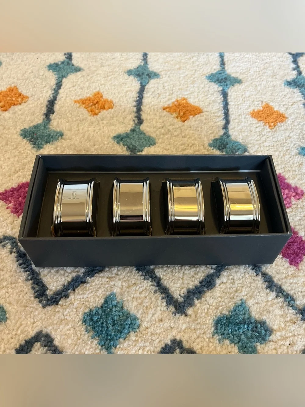 RH Restoration Hardware Vintage Oval Napkin Rings Set of 4 Polished Nickel