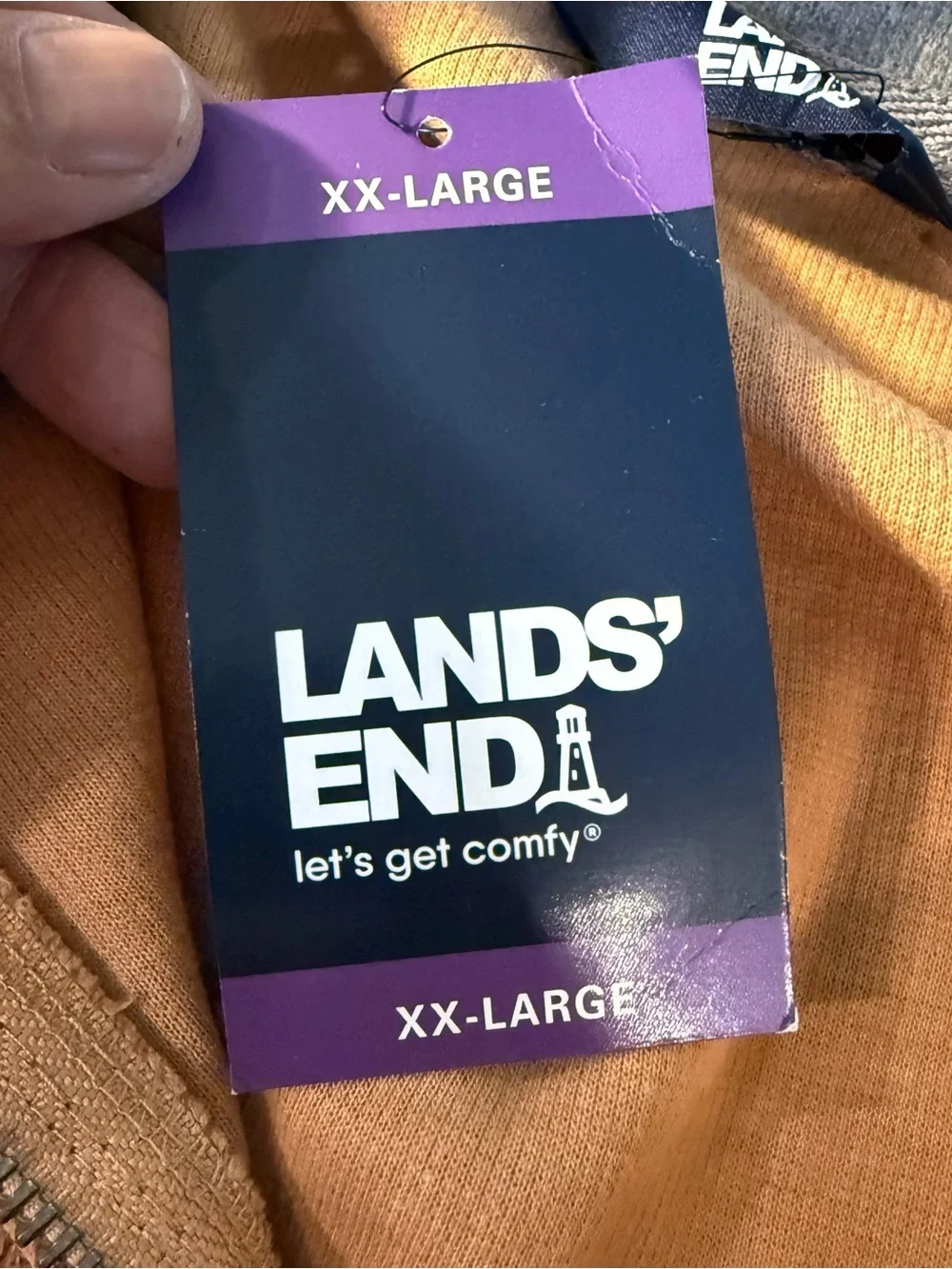 Lands’ End Men’s 2XL Quarter Zip Pullover Camel Ribbed Sweater