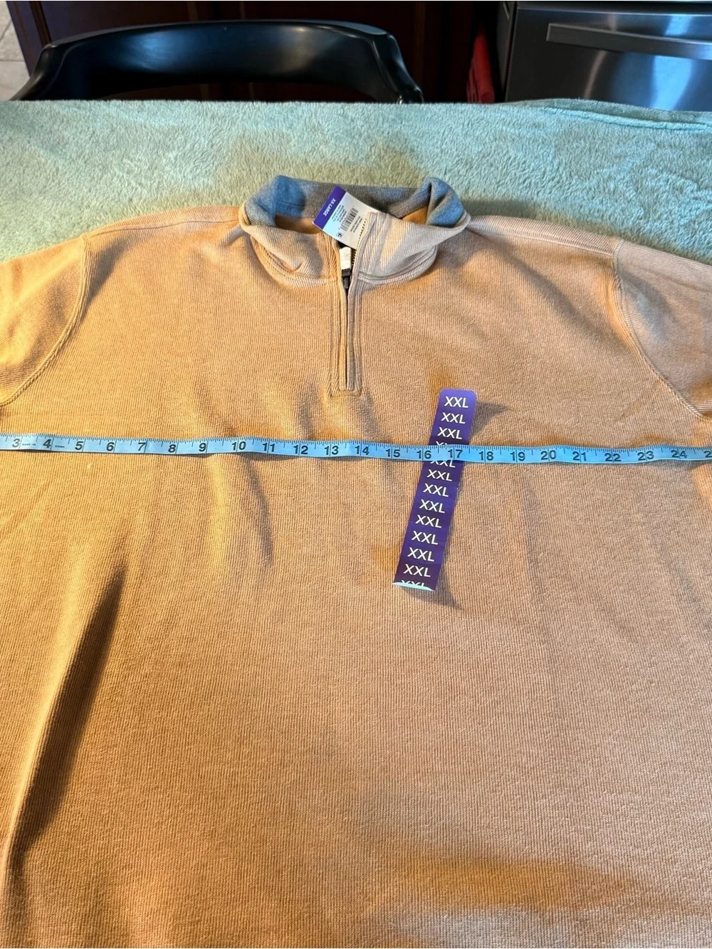 Lands’ End Men’s 2XL Quarter Zip Pullover Camel Ribbed Sweater